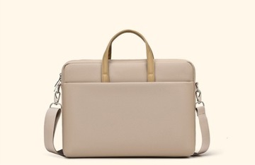 DAMSKA TORBA NA LAPTOPA 15 CALI SZARA BEŻ CZARNA NA RAMIĘ DO RĘKI