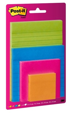 Karteczki Post-it Super Sticky, mix kolorów,4x45k