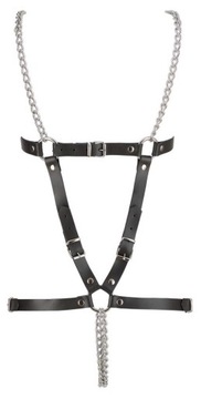 Leather Harness 2 Chains S-L skórzane body BDSM uprząż z pasków