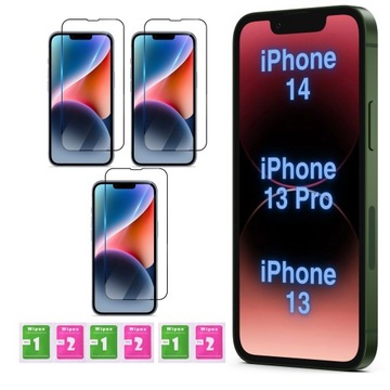 3x Szkło Hartowane 9H/9D Ochronne na CAŁY EKRAN do iPhone 13 / 13 Pro / 14