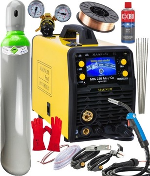 Spawarka MIG/MAG 220 ALU/CU Synergia LCD Magnum Zestaw