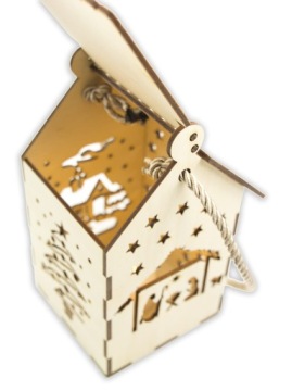 Lampion Adwentowy Drewniany na Roraty LED XL