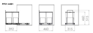 Сортировщик мусора ECOFIL PF01 44B1, 3 корзины, шкаф 40
