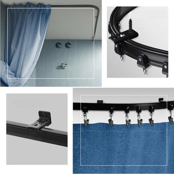 ELASTYCZNY KARNISZ SZYNA DO ZASŁON FIRAN 5M CAŁY ZESTAW KOLOR CZARNA