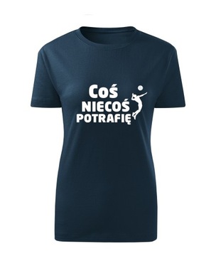 Koszulka T-shirt damska D592 COŚ NIECOŚ POTRAFIĘ SIATKA granatowa rozm S