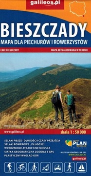 BIESZCZADY MAPA TURYSTYCZNA DLA PIECHURÓW I ROWERZYSTÓW 2025/2026 GALILEOS