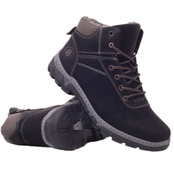 БОТИНКА ЗИМНЯЯ МУЖСКАЯ, ЧЕРНАЯ, УТЕПЛЕННАЯ, ПРИШИТАЯ, СПОРТИВНАЯ