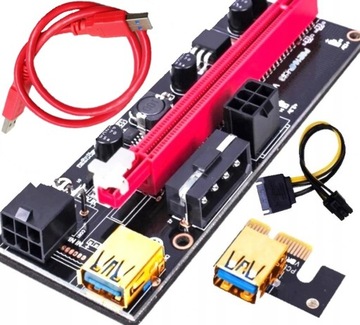Adapter PCI-E USB Riser SPLITTER + 4x RISER 009s