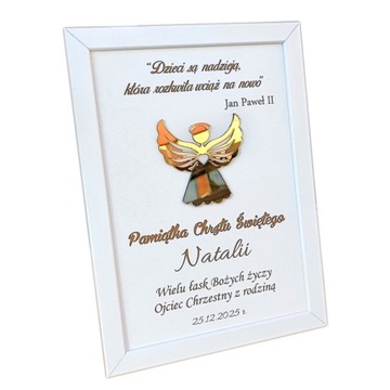 Prezent Chrzest Święty Pamiątka Chrztu Świętego PERSONALIZOWANY Aniołek 3D