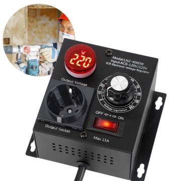 REGULATOR ELEKTRONICZNY NAPIĘCIA CZARNY 4000W NAPIĘCIE REGULOWALNE 0-220V