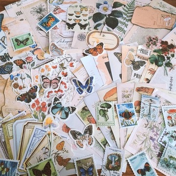 НАКЛЕЙКИ ДЛЯ Скрапбукинга ЦВЕТЫ ЖИВОТНЫЕ РАСТЕНИЯ ВИНТАЖ ДЛЯ ПЛАНИРОВЩИКА ДЛЯ БЛОКНОТА