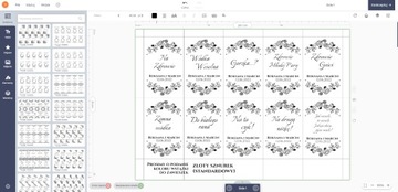 ZAWIESZKI etykiety na wódkę Weselną Złocone 10szt