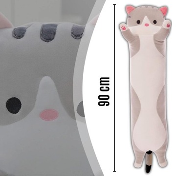 ПЛЮШЕВАЯ ИГРУШКА-МАСКОТ ИГРУШКА-ПОДУШКА ИГРУШКА ДЛЯ ОБНИМАНИЙ ДЛИННЫЙ КОТ СЕРЫЙ 90см