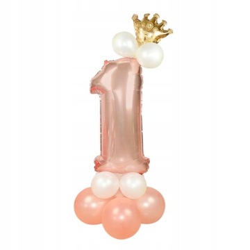 Balon foliowy cyfra urodzinowa rose gold korona 1