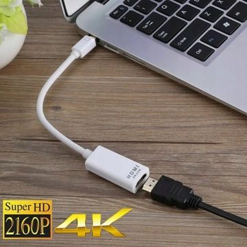 Adapter Thunderbolt mini Displayport HDMI 4K do MacBook Pro Air PRO biały