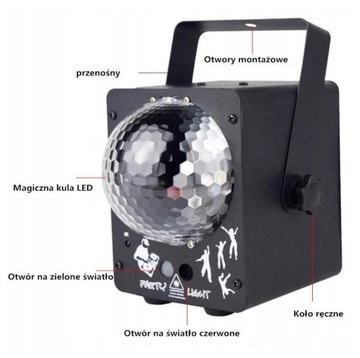ПРОЕКТОР DISCO BALL, СВЕТОДИОДНЫЙ ОТРАЖАТЕЛЬ RGB