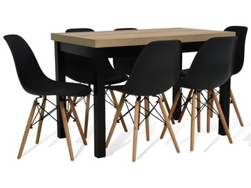 Stół 70x120 + 6 krzeseł kubełkowe WYBÓR KOLORÓW
