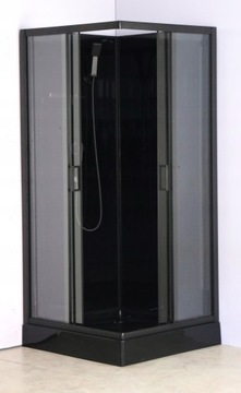 KABINA PRYSZNICOWA Z BRODZIKIEM WALLY BLACK 90X90