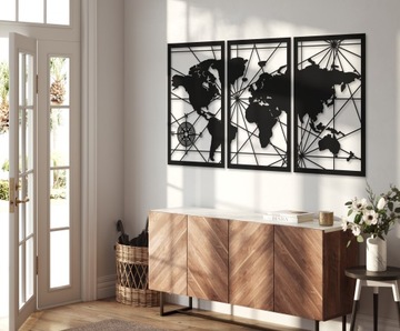 КАРТА МИРА 120 СМ ДЕРЕВЯННАЯ КАРТА МИРА БОЛЬШАЯ XXL КАРТИНЫ ДЛЯ ГОСТИНОЙ ТРИПТИК