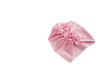 Czapka turban kropki róż LEKKI 44-46