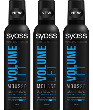 3X PIANKA DO WŁOSÓW WIEKSZA OBJĘTOŚĆ MOCNA 250ML