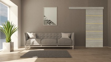 Drzwi przesuwne naścienne ALFA 95 czarne + system przesuwny, wybór kolorów