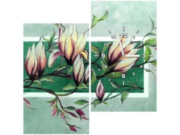 60x60cm Zegar Słodycz magnolii zieleni obraz podob