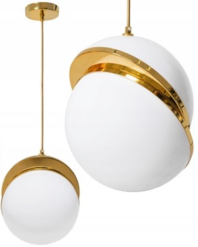 LAMPA SUFITOWA WISZĄCA SZKLANA MLECZNA KULA ZŁOTA TOOLIGHT