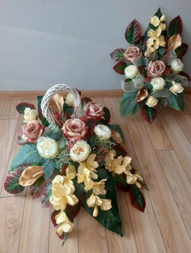 Украшение кладбища МОГИЛА композиция ЦВЕТЫ плетеный круг