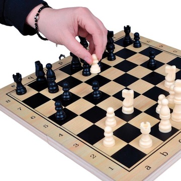 ДЕРЕВЯННЫЕ ШАХМАТНЫЕ ШАШКИ 34x34 ФОН 3в1 КЛАССИЧЕСКАЯ ИГРА