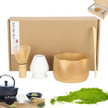 ZESTAW PREZENTOWY STARTOWY DO HERBATY MATCHA 4SZT ZESTAW NARZĘDZI MATCHA