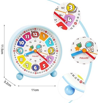 BUDZIK BUDZIK DO NAUKI DLA DZIECI Z LAMPKĄ NOCNĄ 11.5cm