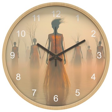 Zegar ścienny eteryczne postacie na tle mglistym do salonu