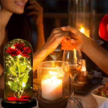 ВЕЧНАЯ РОЗА В СТЕКЛЕ Ночник Искусственные цветы ПОДАРОК ​​ЖЕНЩИНЕ МАМЕ