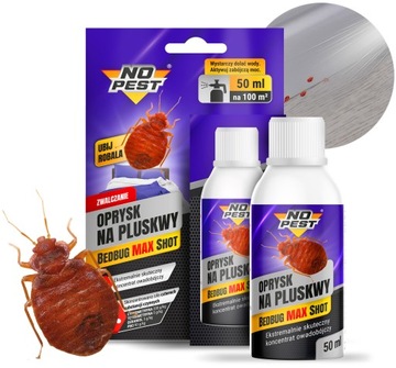 ULTRA MOCNY OPRYSK PREPARAT ŚRODEK NA PLUSKWY DOMOWE NO PEST SHOT 50ML 4W1