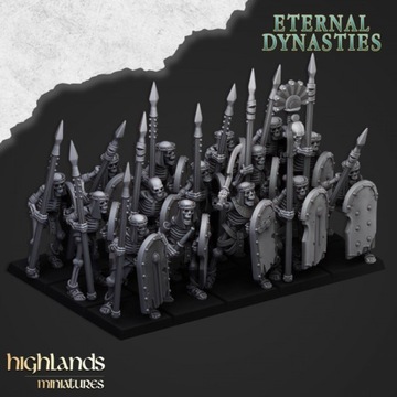 Tomb Kings Ancient Skeletons with Spears Highlands Miniaturesx17 + CMD