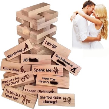 BUILDING BLOCKS TOWER GAME RANDKI ZABAWKI DOROSŁA PARA PROSTA DREWNIANA GRA