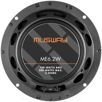Głośniki samochodowe midbasowe Musway ME6.2W 165mm 80 WRMS 3Ohm maskownice