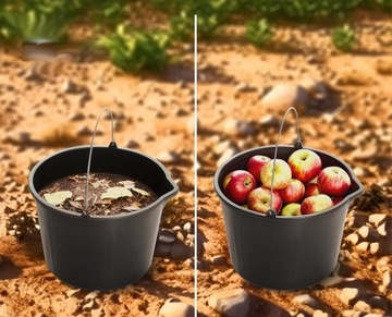 WIADRO BUDOWLANE 12L WIADRA PLASTIKOWE GOSPODARCZE Z LEJKIEM CZARNE MOCNE