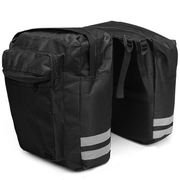TORBA SAKWA ROWEROWA NA BAGAŻNIK rowerowy PODWÓJNA DUŻA POJEMNA + ODBLASKI