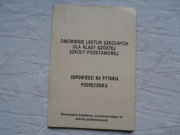 OMÓWIENIE LEKTUR SZKOLNYCH KLASA 6
