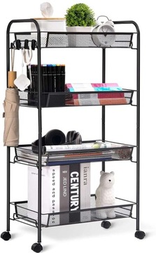 КУХОННАЯ ПОЛКА НА КОЛЕСАХ МОБИЛЬНЫЙ ШКАФ ДЛЯ ВАННОЙ ЧЕРНАЯ ТЕЛЕЖКА