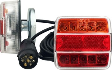 ZESTAW LAMP DO PRZYCZEPKI ŚWIATŁA ZESPOLONE LED NA MAGNES 12V