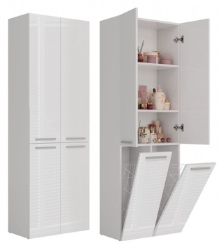 SZAFKA ŁAZIENKOWA REGAŁ ŁAZIENKOWY DUŻY + 2x KOSZ NA PRANIE 60cm