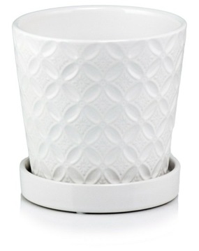 CERAMICZNA DONICZKA Z PODSTAWKĄ 15cm BIAŁA