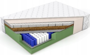 DWUSTRONNY Materac sprężynowy kieszonkowy 160x200x 21cm H4 H5 LATEKS KOKOS