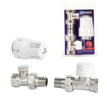 ZESTAW TERMOSTATYCZNY PROSTY 1/2 GŁOWICA ZAWORY TERMOSTAT ZAWÓR ODCINAJĄCY