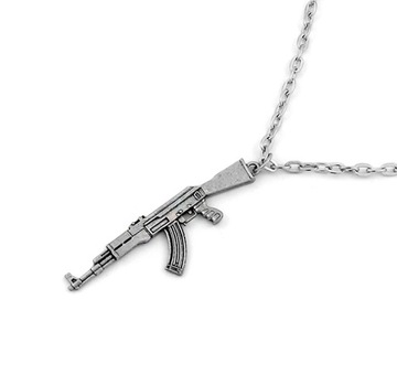 NASZYJNIK KAŁASZNIKOW AK-47 SREBRNY ŁAŃCUSZEK