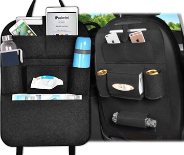 ORGANIZER OCHRANIACZ FILCOWY NA TYŁ FOTELA DO SAMOCHODU KIESZENIE RZEPY