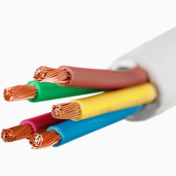 Przewód okrągły elektryczny 5x1 Biały OWY 500V H05VVF linka 1m
